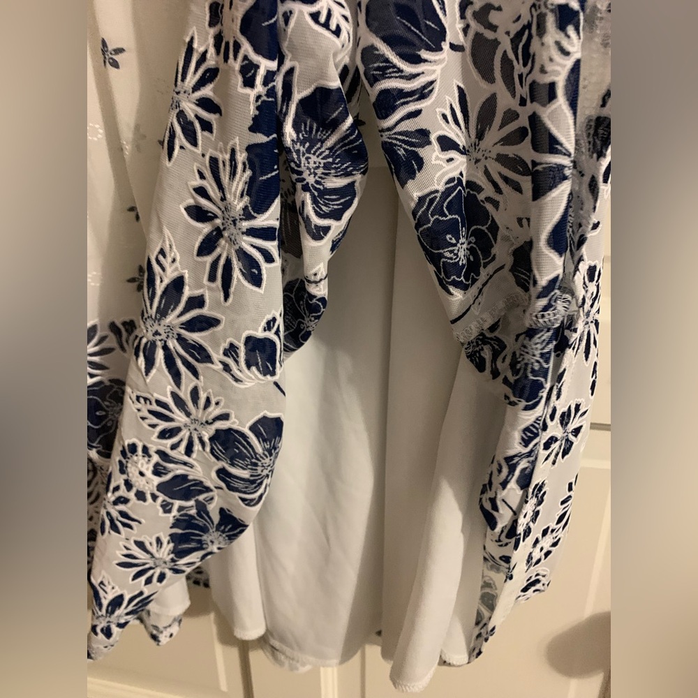 Siren Lily Women’s Plus White & Navy Blue Floral Long Sleeve Dress 3X - Picture 7 of 11